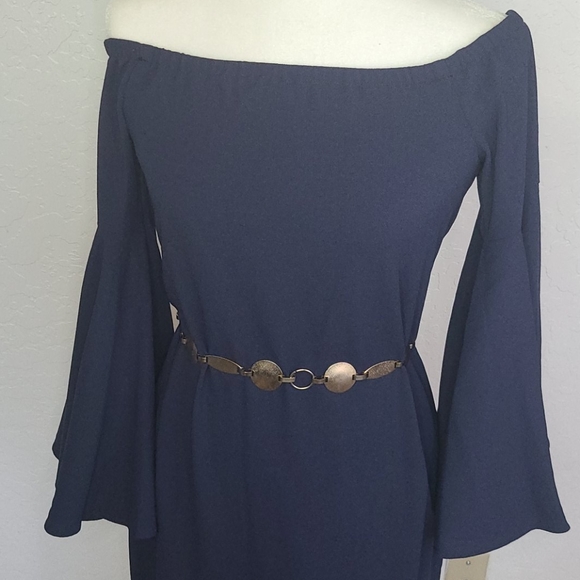 NWT Wayf navy dress with bell sleeves small - Picture 3 of 9